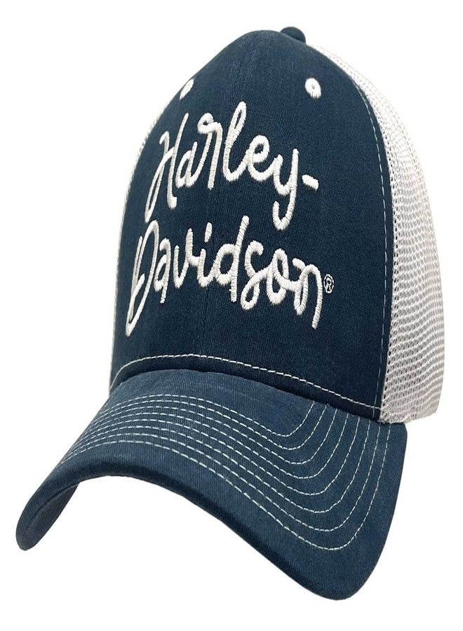 HARLEY DAVIDSON Harley-Davidson Women's Hat Embroidered Harley Script Baseball Cap, Navy Blue - Image 1